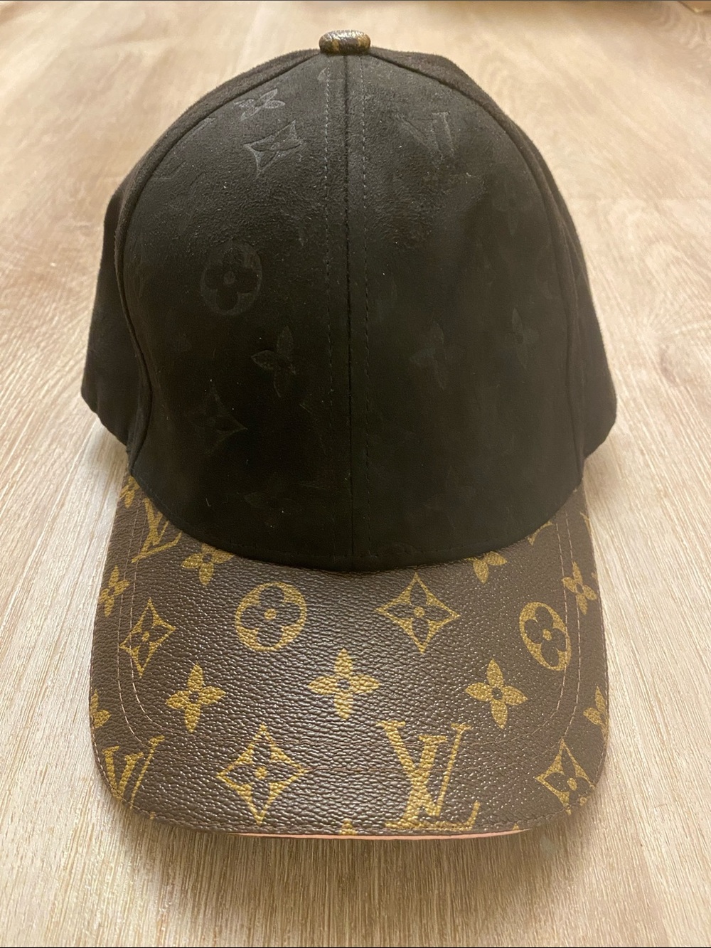 Louis Vuitton Monogram Baseball Cap Black Brown Pink Trim Adjustable Unisex